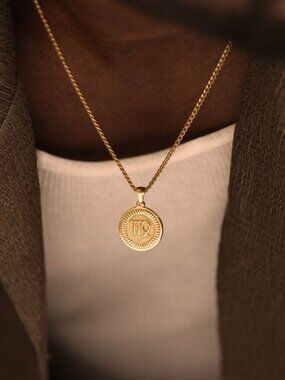 Men's Gold Virgo Pendant Necklace